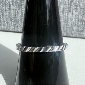 Silver Diamond Cut Textured Thin Stacking Band Ring